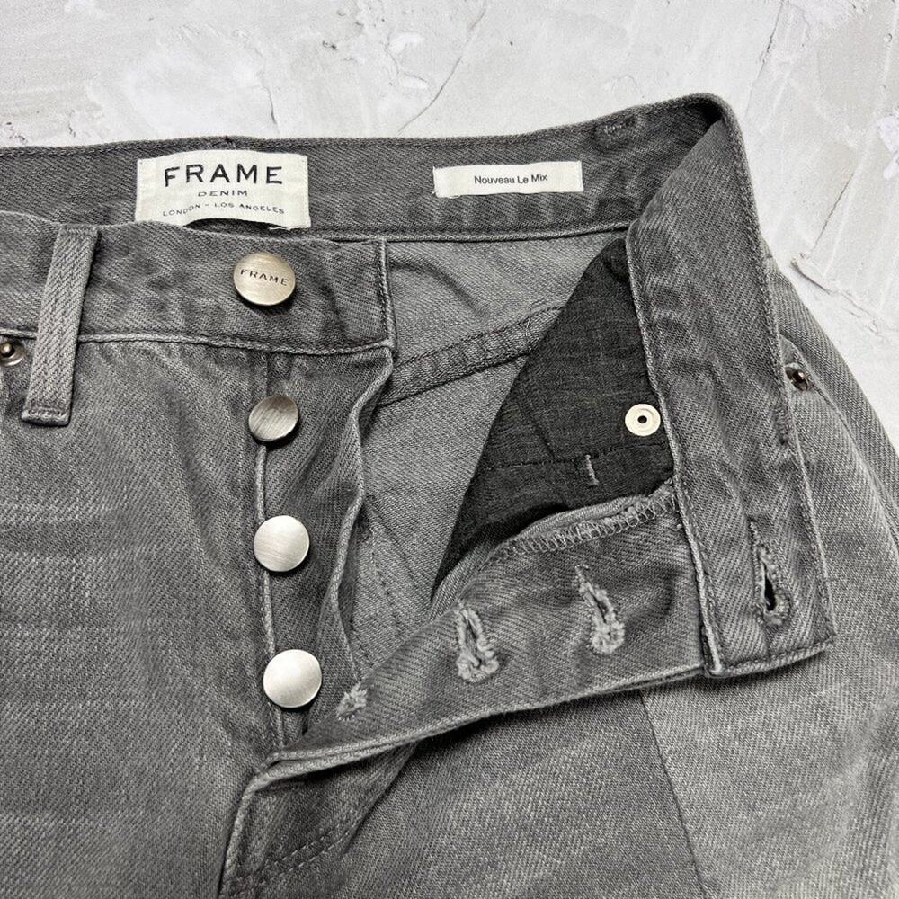 Frame Le Mix Nouveau Jeans SIZE 25 RUNS SMALL Ash Gray Two Tone Raw Hem - Picture 4 of 14
